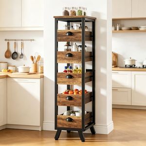 Mobiletto Moderno Autoportante per Cucina in Legno, Alluminio e Acciaio Inossidabile, Facile Installazione - Product Image 1