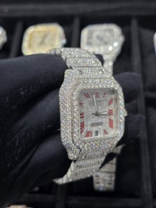 Montre Hip Hop Mécanique en Acier Inoxydable Entièrement Sertie de Moissanite VVS D, Cadran Romain, à Prix Réduit, Cadeau pour Père - Product Image 2