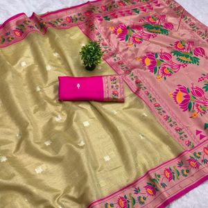 Sari Paithani traditionnel de qualité supérieure avec bordure tissée contrastée et pallu lourd en Mina Jari, prix de gros par Royal Export - Product Image 2