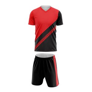 Conjunto de Jersey de Hockey Rojo y Negro, Cuello en V, Manga Corta, con Pantalones Cortos a Juego, Uniforme Deportivo, Ropa para Partidos Atléticos - Product Image 2
