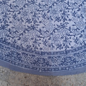Cotton <b>Tablecloth</b> Floral Printed Luxury Style Handmade Eco-Friendly Washable Home Use Blue White Pattern Runner Set Napkins - Product Image 2