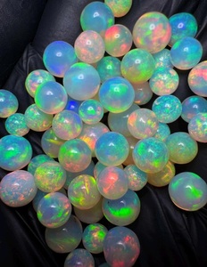 Opale de feu naturelle ronde cabochon, pierres précieuses lâches polies et calibrées pour la fabrication de bijoux - Product Image 1