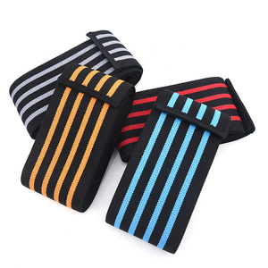 Wholesale Knee Support Knitted <b>Black</b> Blue Striped Breathable Hook & Loop Closure Unisex All Seasons Protection - Product Image 4