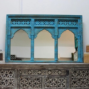 Modern Statement <b>Mirror</b> for Sofa Wall Elegant Multi <b>Panel</b> Reflection Design with Intricate Architectural Detail - Product Image 2