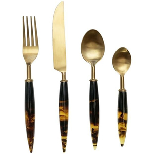 Ensemble de couverts en acier inoxydable de qualité supérieure, très demandé, avec manche en plastique imitation bambou, pour usage domestique et en restaurant, prix compétitif - Product Image 5