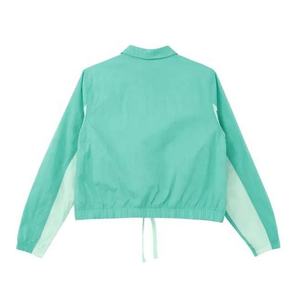 Custom Women's Cropped Color Block Windbreaker <b>Jacket</b> OEM Lightweight Nylon Zip Up Drawstring Hem <b>Jacket</b> With Pockets - Product Image 2