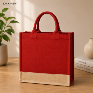 Red Jute <b>Canvas</b> <b>Tote</b> Bag Eco-Friendly Reusable Shopping Gift Grocery 30x28x12cm Rope Handle Wedding Exhibition - Product Image 6