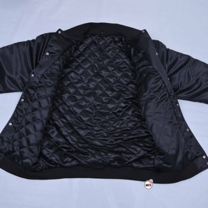 Blouson Bomber Noir en Satin pour Homme, Respirant, Broderie Lettres, Col Rabattu de Haute Qualité, Style Streetwear Automne - Product Image 3