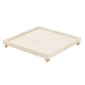 ถาดหินอ่อนสีขาวพร้อมหูจับสีทองถาดเสิร์ฟหินอ่อนหรูหราถาดตกแต่งบ้าน - Product Image 1