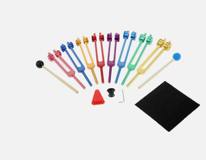 Ensemble de 7 diapasons chakra en métal coloré, outils de sonothérapie lestés pour la méditation et le massage - Product Image 6