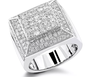 Men's 925 Silver Moissanite <b>Cocktail</b> <b>Ring</b> Round Brilliant Cut Prong Setting IGI Certified 14k <b>Gold</b> Plated Geometric Luxury Style - Product Image 2