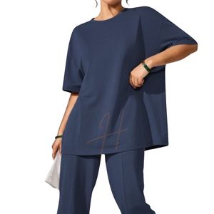 Conjunto Unisex de Dos Piezas, Camiseta Oversize y Pantalones Anchos, Ropa Casual Urbana, Chándal Personalizable con Logotipo, Venta al Por Mayor, Chándales de Verano - Product Image 4