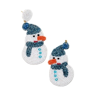 Preciosos pendientes de diamante y amatista de color azul y blanco con diseño de muñeco de nieve para mujeres de la India. - Product Image 1