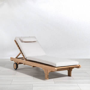 Chaise longue inclinable en teck de qualité supérieure avec coussin – Chaise longue de piscine extérieure pour villa et club de plage - Product Image 6