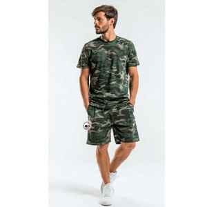 Conjunto de camiseta y pantalones cortos de algodón negro para hombre, cuello redondo, estampado con letras, transpirable, ropa informal de verano, camiseta de manga corta - Product Image 2