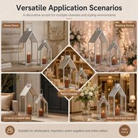 Lanterne à bougie en gros 40cm 60cm en forme de maison, décoration de sol avec panneaux en verre transparent pour bougies à pilier ou LED