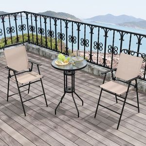 Ensemble bistrot d'extérieur 3 pièces avec 2 chaises pliantes pour usage en jardin - Product Image 3