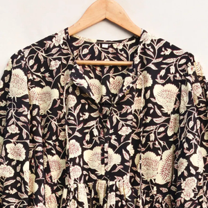 Beautiful floral Cotton Block Printed dress Dress For Casual wear Hand Block Printed Dress - Product Image 5