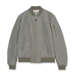 Chaqueta Bomber Gris para Hombre, Color Sólido, Cierre de Cremallera, Cuello Alto, Estilo Urbano, Exterior de Seda, Transpirable, Ropa de Invierno - Product Image 3
