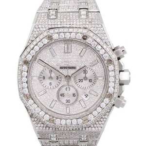 Black Ocean Jewels A.P. Reloj Cronógrafo 3 Crone, Top Ventas, con Diamantes Moissanite VVS, Cuarzo, Acero Inoxidable, Resistente al Agua 3BAR - Product Image 1