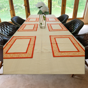 Ensemble de 6 sets de napperons en coton de haute qualité, durables et faits à la main, motif vie marine |   Thème océanique écologique |   Imprimé multicolore réutilisable - Product Image 1