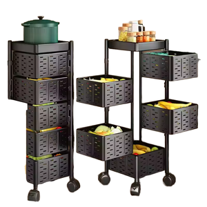 Cesta de Almacenamiento Plegable de Acero Inoxidable, Ecológica, de 2 o 3 Niveles, Cuadrada, Vintage, Negra, para Montar en la Pared, para Sala de Estar - Product Image 1