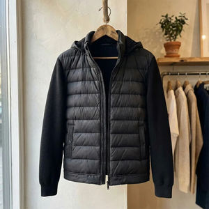 High Quality <b>Men's</b> <b>Cardigan</b> Down Jacket Black Color Nylon Polyester Cotton Filling Windproof Puffer Down Jacket For Adult - Product Image 6