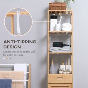 Mobile da Bagno in Stile Tradizionale con Cassetto e Ripiani a Doghe in Legno PVC MDF Salvaspazio per Uso in Camera da Letto - Product Image 6