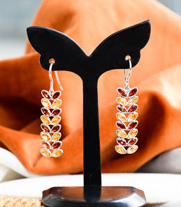 Pendientes de Hoja con Piedras Preciosas Alternadas de Súper Calidad, con Metal Plateado 925, Pendientes de Moda para Mujer - Product Image 2