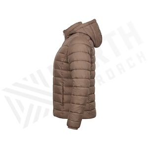 Hooded Quilted Waterproof <b>Bubble</b> Jacket Black Full Sleeve Winter Windproof Cotton Shell Knitted Fabric Polyester Filling Stand - Product Image 3