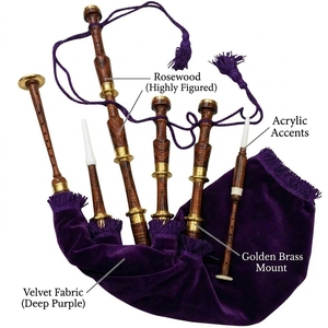 Bagpipe écossais en velours violet, avec montures en laiton et bois de rose, taille standard, fait main, ensemble musical écossais - Product Image 5