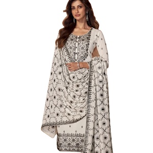 นักออกแบบล่าสุดงานด้ายขาวผ้าไหม Georgette ชุด Kurti โดย Fab Zone - Product Image 1