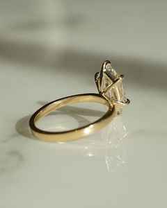 Anillo solitario de diamante cultivado en laboratorio certificado por IGI de 2.02 quilates, corte marquesa hexagonal holandés, para mujer, oro sólido de 14 quilates, para sorpresa nupcial - Product Image 3