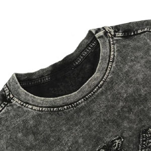 T-shirt personnalisé de haute qualité, style vintage, broderie surdimensionnée, coton délavé à l'acide, respirant, pour homme, été - Product Image 2