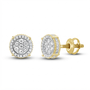 Boucles d'oreilles clous tendance en or massif 10K avec diamants de laboratoire multi-tailles et design floral, personnalisables, idéales pour les soirées – Meilleures ventes - Product Image 1