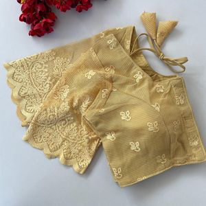 Blouse ouverte sur le devant en tricot de créateur, avec découpe en super résille, rembourrée et doublure en coton - Product Image 5