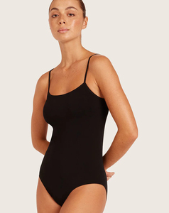 Body de una Pieza Negro de Alta Elasticidad y Secado Rápido para Mujer, Tirantes Finos, Color Sólido, Ropa de Primavera/Verano, MOQ Bajo - Product Image 3
