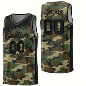 Maillot de basket-ball camouflage personnalisé, sublimé, col en V, sans manches, en maille polyester, unisexe, adulte, toutes saisons, respirant, uniforme d'équipe - Product Image 2