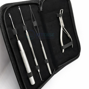 Kit d'outils pour extensions capillaires 4 pièces à prix d'usine avec pince, crochet, aiguille à boucle et aiguille de tirage pour usage professionnel en salon - Product Image 2