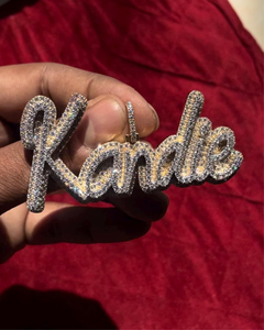 Colgante Personalizado con Nombre en Letras Estilo Hip Hop, Plata de Ley 925 con Moissanita, Collar con Dijes Brillantes de Lujo - Product Image 1