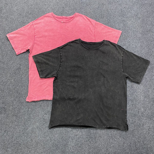 T-shirts décontractés pour hommes en coton biologique 100 % personnalisés, prélavés, ultra doux, unis, épais, style streetwear - Product Image 5