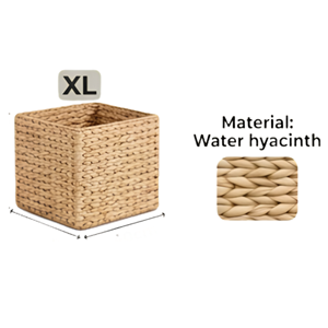 Cesta de Almacenamiento Tejida a Mano XL, Material de Jacinto de Agua, Forma Cuadrada, Organizador Multifuncional - Product Image 4