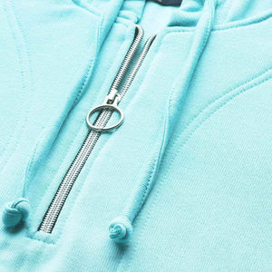 Sudadera con capucha y media cremallera de alta calidad, forro polar, logotipo personalizado OEM bordado, impermeable, transpirable, para mujer, color personalizado, algodón - Product Image 5