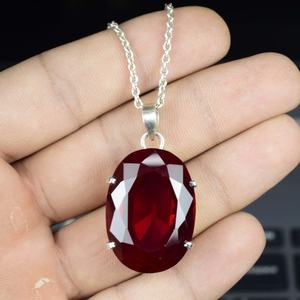 Pendentif en rubis rouge du Cachemire naturel, plaqué or, fait main, argent sterling 925, collier élégant vintage, cadeau de fiançailles - Product Image 4