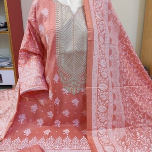 Colección de verano 2022, traje de césped bordado paquistaní indio de lino alto, vestido elegante de moda étnico Salwar Kameez - Product Image 1