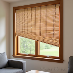 Cortinas Elegantes de Bambú Tejido de 90x180cm, Duraderas, Ecológicas, con Patrón Sólido - Product Image 3