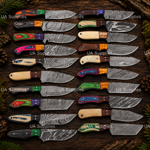 Couteau de chasse à lame fixe en acier Damas forgé à la main, manche en bois de 2,5 mm, qualité industrielle, pointe tombante, garantie 1 an - Product Image 6