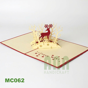 ANN HANDICRAFT Vietnam Cartes de vœux de Noël en papier 3D découpées au laser sur mesure, invitations d'anniversaire pop-up - Product Image 4