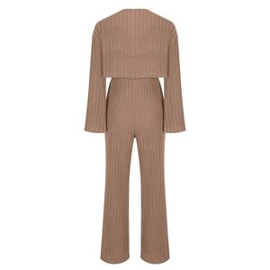 Nuevo Diseño, Conjuntos Deportivos de Otoño para Mujer, Cuello Redondo, Personalizados, de Algodón Liso, Holgados, de Manga Larga, Sudadera Corta - Product Image 4