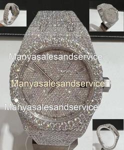 Reloj de Pulsera de Lujo con Diamantes, Completamente Adornado, Hecho a Mano con Moissanita, Mecánico, de Acero Inoxidable, Personalizado para Hombre - Product Image 1